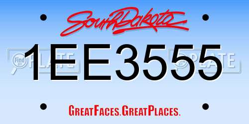 1EE3555 South Dakota License Plate