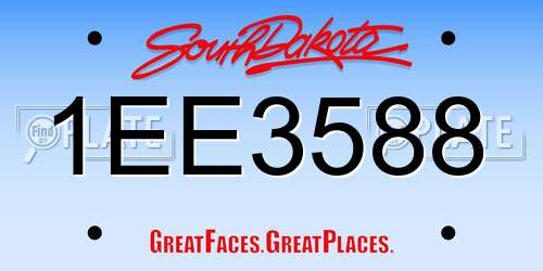 1EE3588 South Dakota License Plate