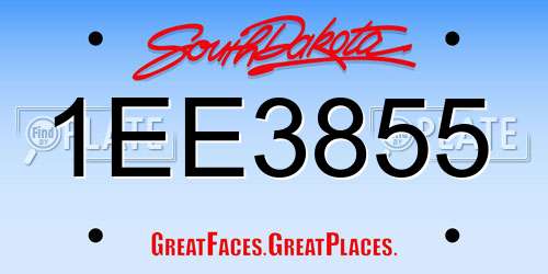 1EE3855 South Dakota License Plate