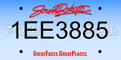 1EE3885 South Dakota License Plate