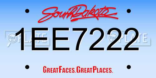 1EE7222 South Dakota License Plate
