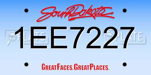 1EE7227 South Dakota License Plate