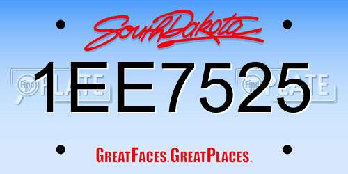 1EE7525 South Dakota License Plate