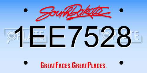 1EE7528 South Dakota License Plate