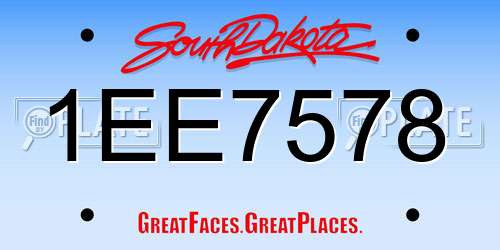 1EE7578 South Dakota License Plate