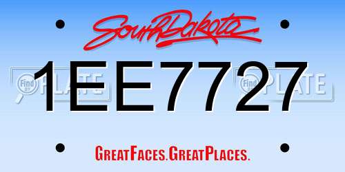 1EE7727 South Dakota License Plate
