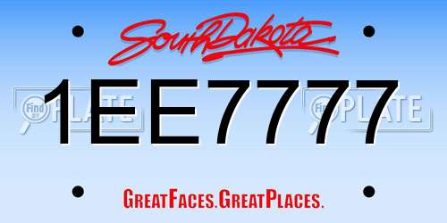 1EE7777 South Dakota License Plate