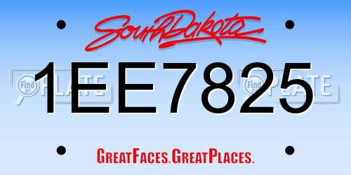 1EE7825 South Dakota License Plate