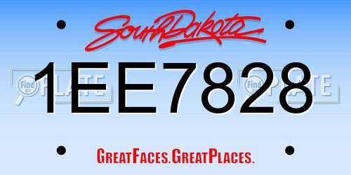 1EE7828 South Dakota License Plate