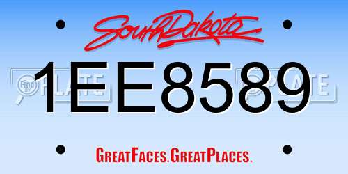 1EE8589 South Dakota License Plate