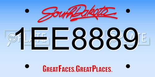 1EE8889 South Dakota License Plate