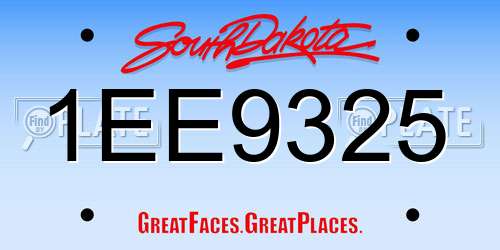 1EE9325 South Dakota License Plate