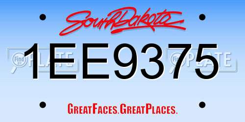 1EE9375 South Dakota License Plate