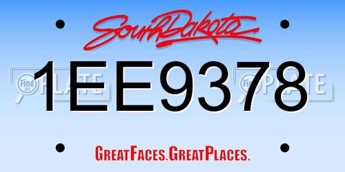 1EE9378 South Dakota License Plate