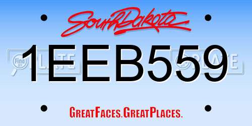 1EEB559 South Dakota License Plate