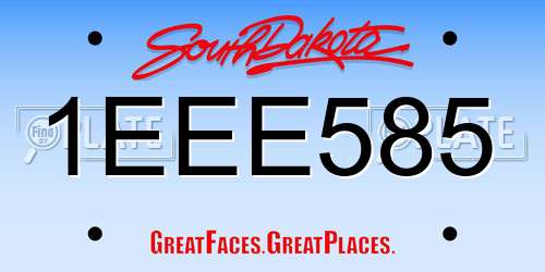 1EEE585 South Dakota License Plate