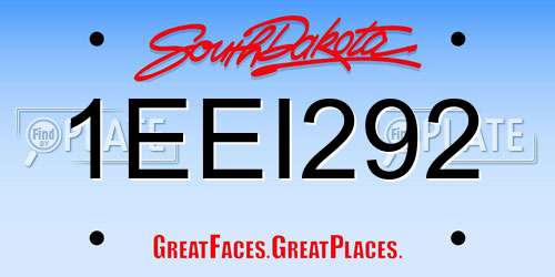 1EEI292 South Dakota License Plate