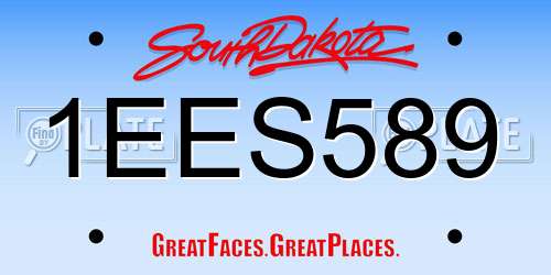 1EES589 South Dakota License Plate