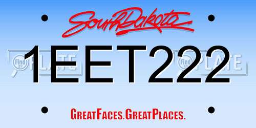 1EET222 South Dakota License Plate