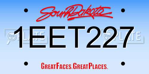 1EET227 South Dakota License Plate