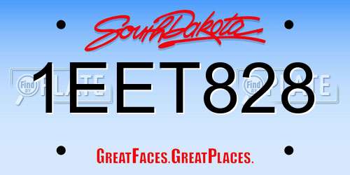 1EET828 South Dakota License Plate