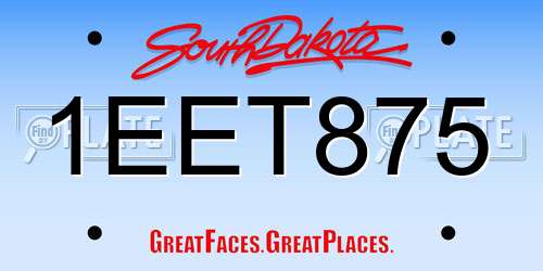 1EET875 South Dakota License Plate