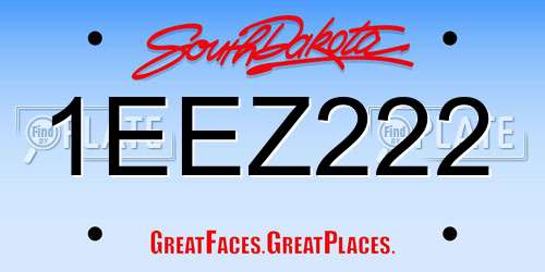 1EEZ222 South Dakota License Plate
