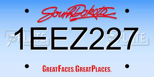 1EEZ227 South Dakota License Plate