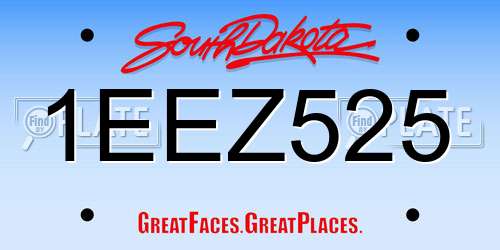 1EEZ525 South Dakota License Plate