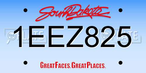 1EEZ825 South Dakota License Plate