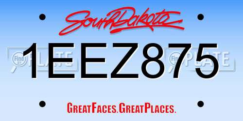 1EEZ875 South Dakota License Plate