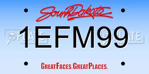 1EFM99 South Dakota License Plate