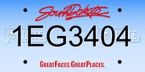 1EG3404 South Dakota License Plate