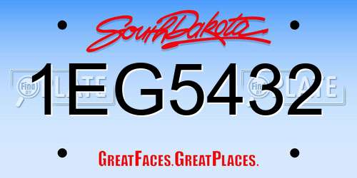 1EG5432 South Dakota License Plate