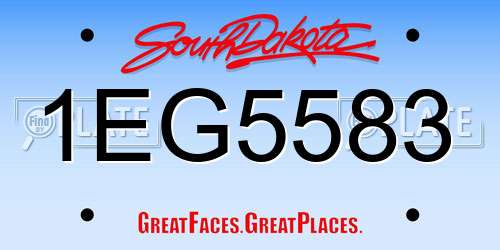 1EG5583 South Dakota License Plate