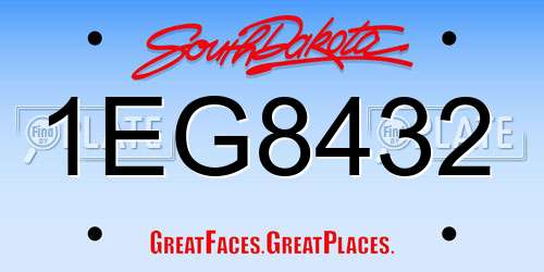 1EG8432 South Dakota License Plate
