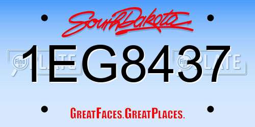 1EG8437 South Dakota License Plate