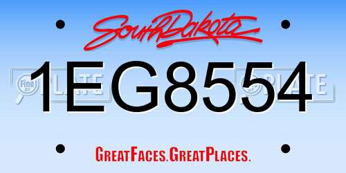 1EG8554 South Dakota License Plate