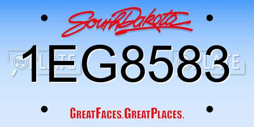 1EG8583 South Dakota License Plate