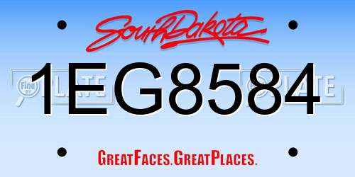 1EG8584 South Dakota License Plate