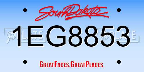 1EG8853 South Dakota License Plate
