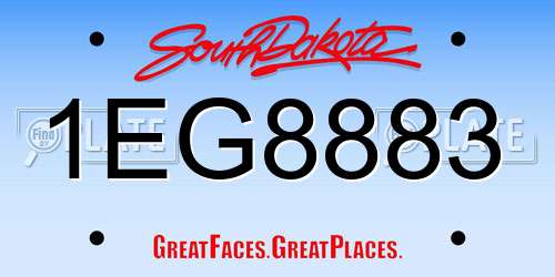 1EG8883 South Dakota License Plate