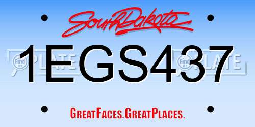 1EGS437 South Dakota License Plate