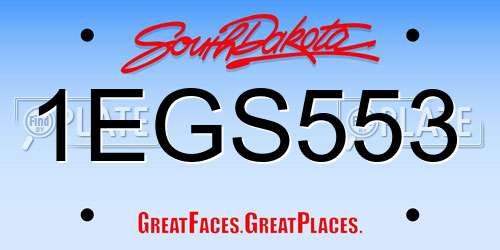 1EGS553 South Dakota License Plate