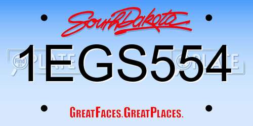 1EGS554 South Dakota License Plate