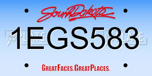 1EGS583 South Dakota License Plate