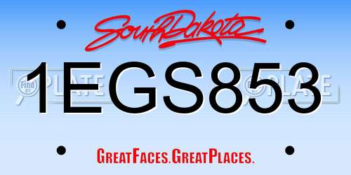 1EGS853 South Dakota License Plate