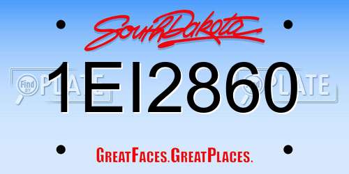 1EI2860 South Dakota License Plate