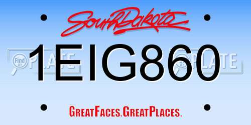 1EIG860 South Dakota License Plate