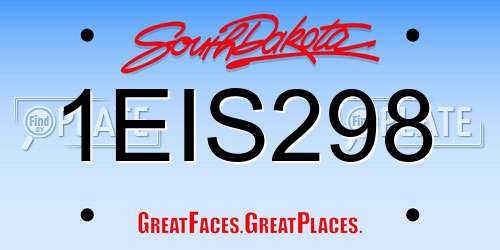 1EIS298 South Dakota License Plate